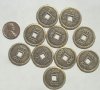 10 25mm Brass Finish Chinese Coin Pendants